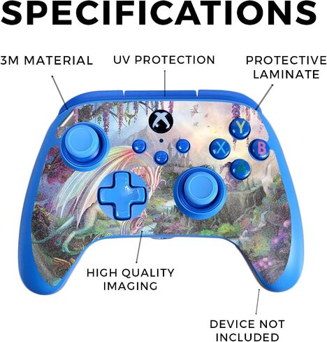 غلاف ألعاب لامع لامع متوافق مع وحدة التحكم السلكية المحسنة PowerA Xbox Series X|S - Dragon Paradise - غطاء لاصق واقٍ من الفينيل 3M الفاخر | صُنع في الولايات المتحدة الأمريكية بواسطة MightySkins in Saudi Arabia