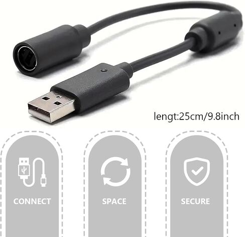 استبدال دونغل USB كابل انفصال لأجهزة إكس بوكس ​​360 أسود USB انفصال كابل الكمبيوتر سلك مهايئ محول لأجهزة إكس بوكس ​​360 in Kuwait