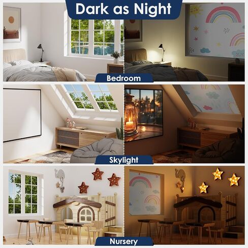 Blackout Curtains for Bedroom, 36" x 57" Temporary Blackout Shades for Windows, Portable Blackout Blinds Screen with 20 Loop & Hook, 100% Blackout Window Cover Film for Baby Nursery Travel - Rainbow in Saudi Arabia