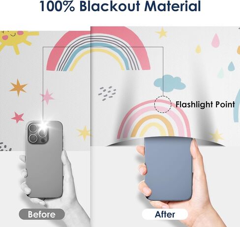 Blackout Curtains for Bedroom, 36" x 57" Temporary Blackout Shades for Windows, Portable Blackout Blinds Screen with 20 Loop & Hook, 100% Blackout Window Cover Film for Baby Nursery Travel - Rainbow in Saudi Arabia