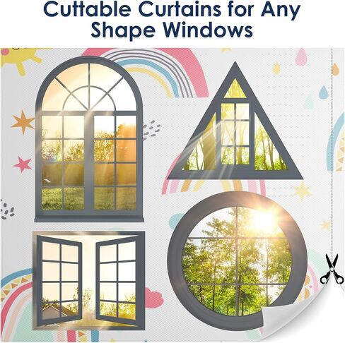Blackout Curtains for Bedroom, 36" x 57" Temporary Blackout Shades for Windows, Portable Blackout Blinds Screen with 20 Loop & Hook, 100% Blackout Window Cover Film for Baby Nursery Travel - Rainbow in Saudi Arabia