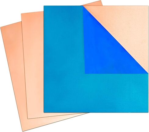 BELLA BAYS Copper Sheet 3 Pcs 20 Gauge(0.81mm) Thickness, 12" x 12" 99.9%+ Pure Film Attached Copper Plate in Saudi Arabia