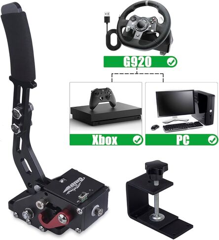 لعبة CNRAQR Xbox USB Handbrake Racing متوافقة فقط مع Logitech G920 لأجهزة Xbox ONE/Xbox ONE S/XBOX ONE X ونظام Windows PC الذي يحاكي فرامل اليد الخطية، ويحقق التحكم في التبديل مع مشبك التثبيت in Kuwait
