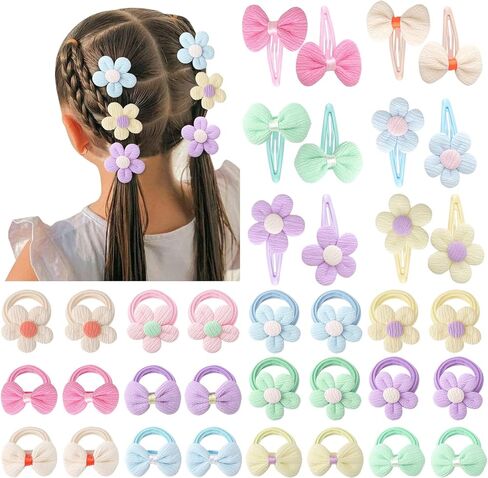 BQUBO Baby Girl Bows and Headbands Soft Nylon Hairbands Elastics Handmade Girls Flower Hair Accessories for Newborn Infant Toddlers Kids 10 Pack in Saudi Arabia