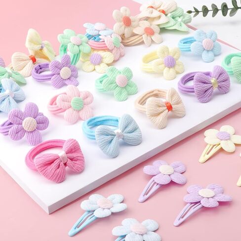 BQUBO Baby Girl Bows and Headbands Soft Nylon Hairbands Elastics Handmade Girls Flower Hair Accessories for Newborn Infant Toddlers Kids 10 Pack in Saudi Arabia
