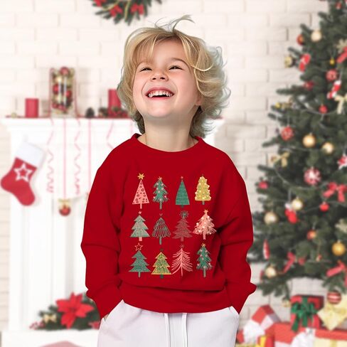 CM C&M WODRO Toddler Boy Girl Christmas Sweatshirt Christmas Trees Crewneck Pullover Shirt Little Kid Xmas Holiday Outfit Top in Kuwait
