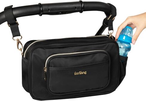 Stroller Caddy with Cup Holder, Universal Fit Stroller Organizer Bag, Waterproof Stroller Organizer with Insulated Cup Holder, Stroller Bag Organizer w/ Shoulder Strap, Stroller Wagon Accessories in Saudi Arabia