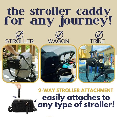 Stroller Caddy with Cup Holder, Universal Fit Stroller Organizer Bag, Waterproof Stroller Organizer with Insulated Cup Holder, Stroller Bag Organizer w/ Shoulder Strap, Stroller Wagon Accessories in Saudi Arabia