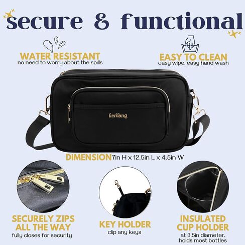 Stroller Caddy with Cup Holder, Universal Fit Stroller Organizer Bag, Waterproof Stroller Organizer with Insulated Cup Holder, Stroller Bag Organizer w/ Shoulder Strap, Stroller Wagon Accessories in Saudi Arabia