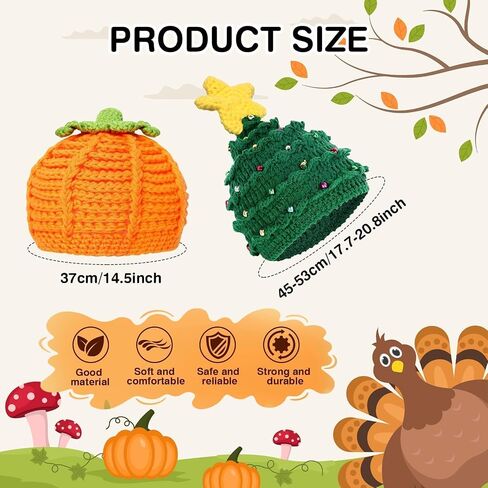 2 Pcs Pumpkin Baby Crochet Beanie Set Pumpkin Hat Christmas Hat Knitted Cap for Thanksgiving Xmas 3-6 Months Infant Newborn in Saudi Arabia
