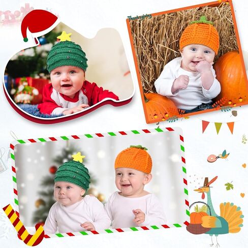 2 Pcs Pumpkin Baby Crochet Beanie Set Pumpkin Hat Christmas Hat Knitted Cap for Thanksgiving Xmas 3-6 Months Infant Newborn in Saudi Arabia