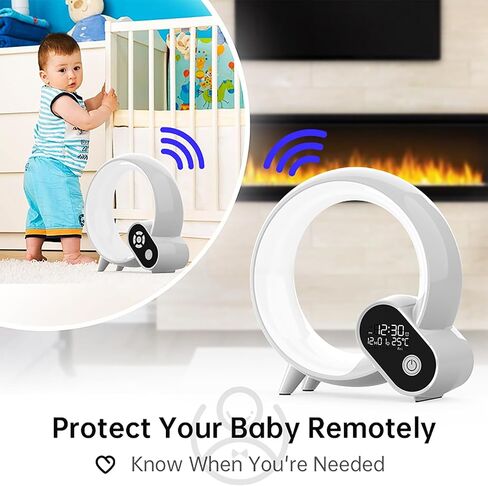 Audio Baby Monitor, 1 Parent Unit with Long Range 49 FT, Wireless Bluetooth Transmission, Cry Detection, Sound & Lighting Effect Alerts, Night Lights with Alarm Clock, Ambient Lighting in Saudi Arabia