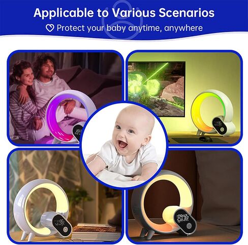 Audio Baby Monitor, 1 Parent Unit with Long Range 49 FT, Wireless Bluetooth Transmission, Cry Detection, Sound & Lighting Effect Alerts, Night Lights with Alarm Clock, Ambient Lighting in Saudi Arabia