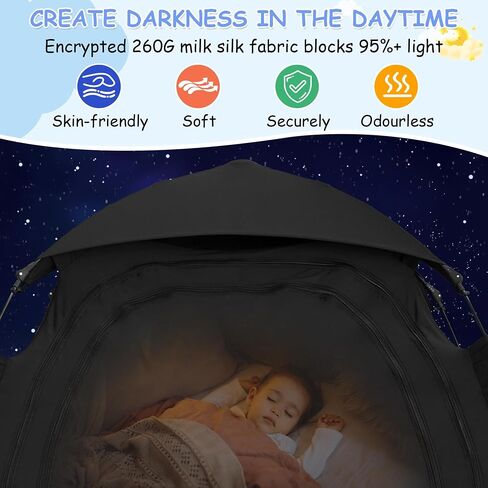 Blackout Tent for Pack and Play, Baby Sleep Tent One-Click Assembly Blackout Tent for Kids, Breathable Sleep Pod, Mini Crib and Pack N Play Blackout Cover for Babies and Toddlers, Blocks 95% Light in Saudi Arabia