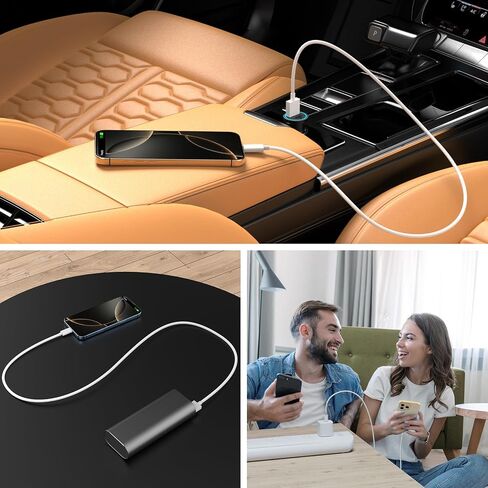 سلك كابل Carplay للسيارة لهاتف iPhone 16/16 Plus/16 Pro/16 Pro Max/15/15 Plus/15 Pro/15 Pro Max، iPad Pro 12.9/11، iPad Air 4/5، iPad Mini 6، 3 حزم 3.3 قدم كابل شحن سيارة مجدول من النايلون من USB A إلى USB C in Saudi Arabia