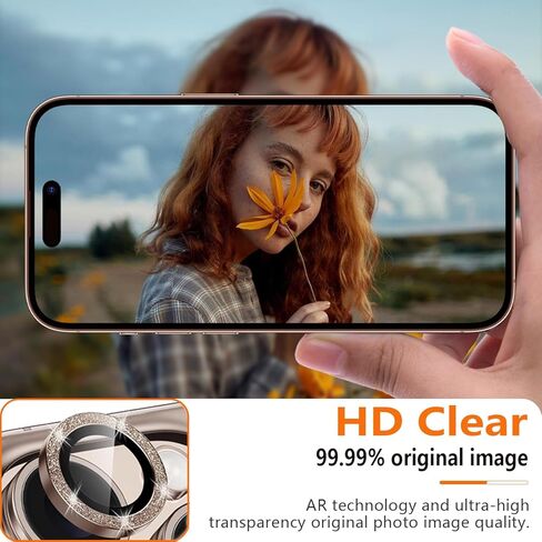 2X2 Pack Glitter Camera Lens Protector for iPhone 16,iPhone 16 Plus Tempered Glass Lens Screen Protector Bling Camera Cover Metal Individual Ring Women for iPhone16/ 16Plus,Glitter Pink in Kuwait