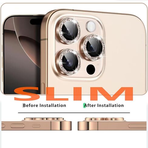 2X2 Pack Glitter Camera Lens Protector for iPhone 16,iPhone 16 Plus Tempered Glass Lens Screen Protector Bling Camera Cover Metal Individual Ring Women for iPhone16/ 16Plus,Glitter Pink in Kuwait