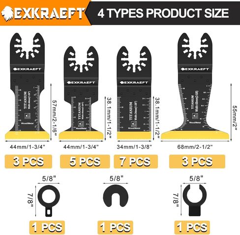 18 PCS Titanium Oscillating Tool Blade, Professional Universal Multitool Blades for Wood Plastic Metal, Multi Tool Blades Kits Fit Dewalt Milwaukee Ryobi Rockwell Fein in Saudi Arabia