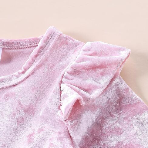 فستان مخملي للفتيات الصغيرات بأكمام واسعة فساتين مكشكشة ملابس عيد الميلاد للأطفال ملابس خريف وشتاء 1-5T in Kuwait