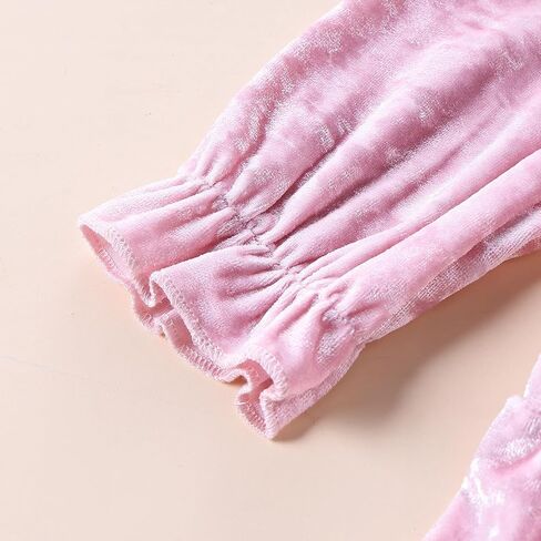 فستان مخملي للفتيات الصغيرات بأكمام واسعة فساتين مكشكشة ملابس عيد الميلاد للأطفال ملابس خريف وشتاء 1-5T in Kuwait