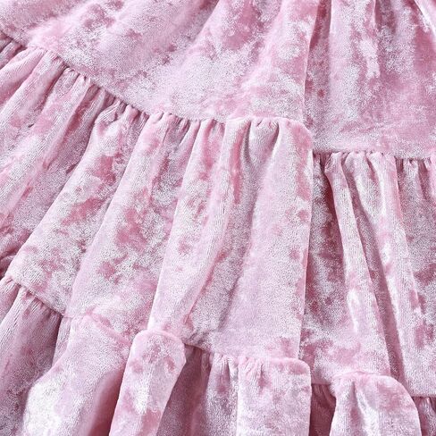 فستان مخملي للفتيات الصغيرات بأكمام واسعة فساتين مكشكشة ملابس عيد الميلاد للأطفال ملابس خريف وشتاء 1-5T in Kuwait