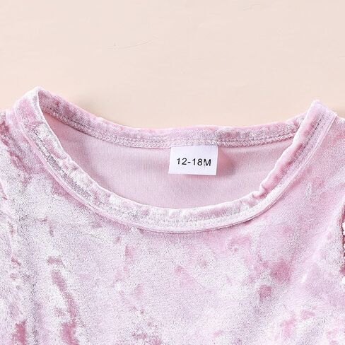 فستان مخملي للفتيات الصغيرات بأكمام واسعة فساتين مكشكشة ملابس عيد الميلاد للأطفال ملابس خريف وشتاء 1-5T in Kuwait