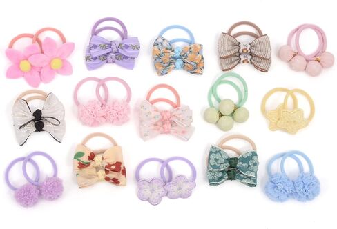 Baby Hair Ties with Bows for Toddler - 1.2 Inch Elastic Ponytail Holders Small Hair Ties For Baby Girls Infants Hair Accessories 30 Pieces in Saudi Arabia