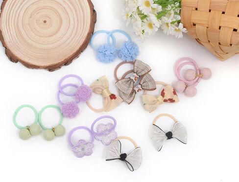 Baby Hair Ties with Bows for Toddler - 1.2 Inch Elastic Ponytail Holders Small Hair Ties For Baby Girls Infants Hair Accessories 30 Pieces in Saudi Arabia
