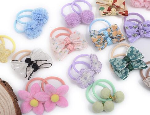 Baby Hair Ties with Bows for Toddler - 1.2 Inch Elastic Ponytail Holders Small Hair Ties For Baby Girls Infants Hair Accessories 30 Pieces in Saudi Arabia