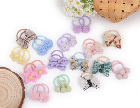 Baby Hair Ties with Bows for Toddler - 1.2 Inch Elastic Ponytail Holders Small Hair Ties For Baby Girls Infants Hair Accessories 30 Pieces in Saudi Arabia