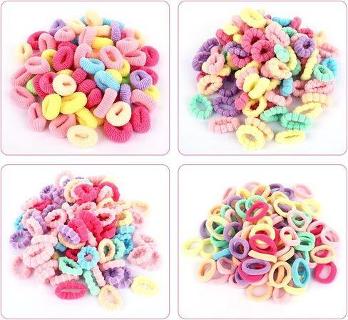 400pcs Baby Hair Ties 4 Textures Multicolor Seamless Cotton Toddler Hair Ties for Toddler Girls,Cute Small Soft Hair Bands,Easy off,No Damage Hair Ties in Saudi Arabia