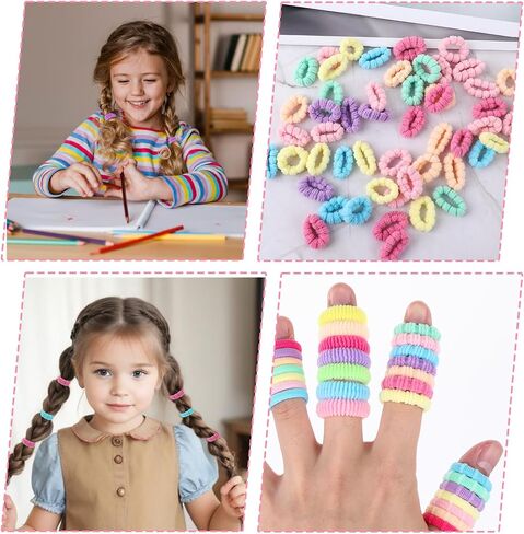 400pcs Baby Hair Ties 4 Textures Multicolor Seamless Cotton Toddler Hair Ties for Toddler Girls,Cute Small Soft Hair Bands,Easy off,No Damage Hair Ties in Saudi Arabia