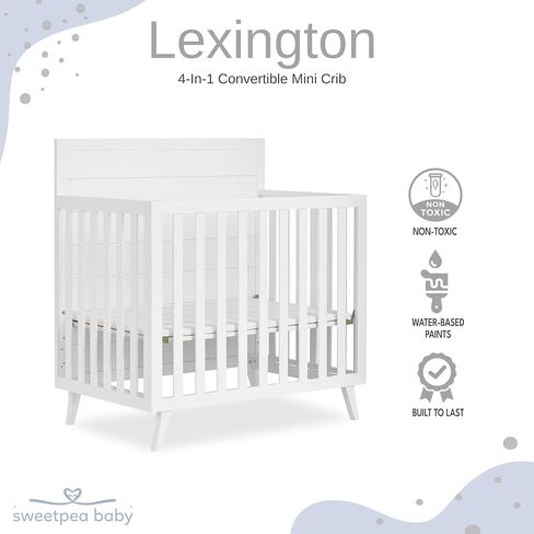 سرير أطفال صغير قابل للتحويل 4 في 1 من Lexington باللون الرمادي الحصوي، ومعتمد من JPMA وGreenguard Gold، مصنوع من خشب الصنوبر النيوزيلندي المستدام، ولمسات نهائية غير سامة in Saudi Arabia