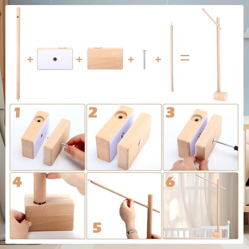 حامل سرير الأطفال المحمول بذراع خشبي متنقل لسرير الأطفال المحمول، حامل متنقل لسرير الأطفال المحمول لتعليق سرير الأطفال حديثي الولادة من البنات والأولاد، مقاس 11.8 × 29.5 بوصة in Kuwait