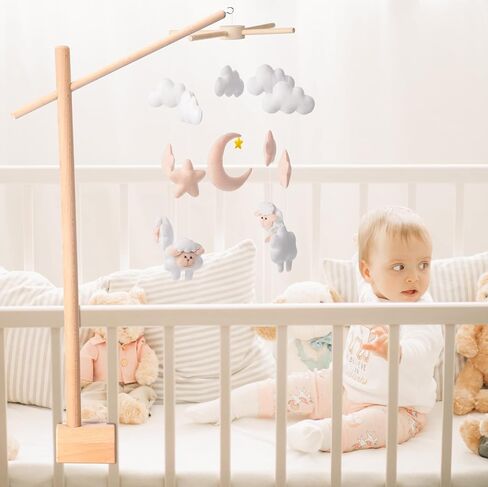 حامل سرير الأطفال المحمول بذراع خشبي متنقل لسرير الأطفال المحمول، حامل متنقل لسرير الأطفال المحمول لتعليق سرير الأطفال حديثي الولادة من البنات والأولاد، مقاس 11.8 × 29.5 بوصة in Kuwait