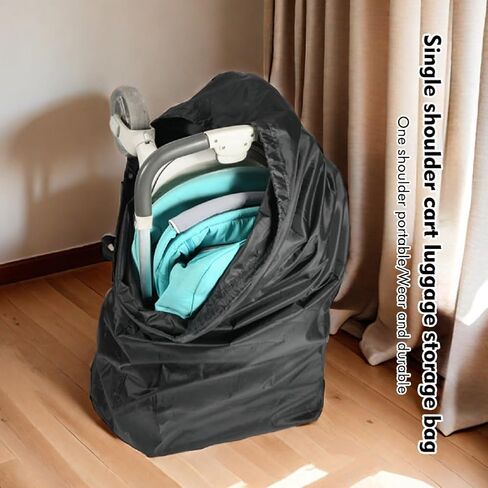 JIANWEI Stroller Travel Bag for Airplane, 117 x 53 x 33cm Pram/Car Seat Travel Bag with Shoulder Strap, Waterproof Baby Airplane Travel Accessories Gate Check Stroller Bag(Black) in Saudi Arabia