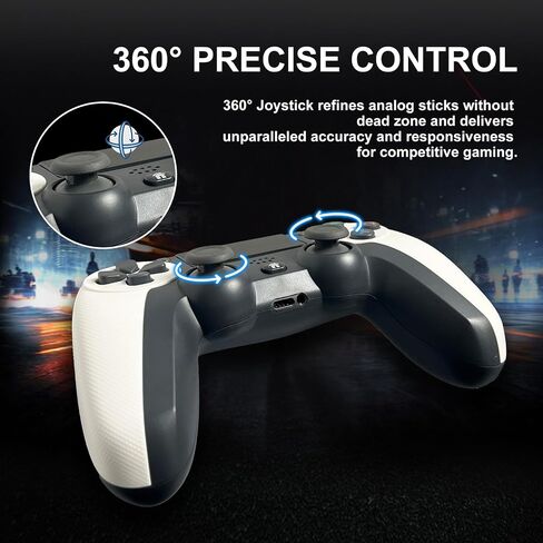 MAGIC BLOCK Wireless Controller, Dual Vibration Game Controller Compatible with P3,P4/P4 Slim/P4 Pro, Windows, iOS, Android with 6-Axis Motion Sensor/600mAh Battery(White) in Saudi Arabia