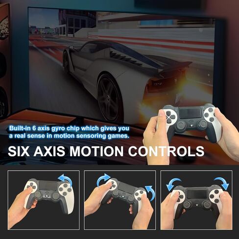 MAGIC BLOCK Wireless Controller, Dual Vibration Game Controller Compatible with P3,P4/P4 Slim/P4 Pro, Windows, iOS, Android with 6-Axis Motion Sensor/600mAh Battery(White) in Saudi Arabia
