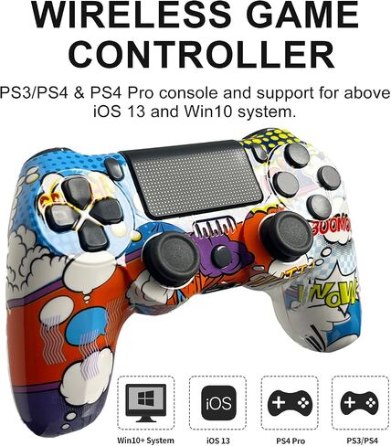 MAGIC BLOCK Wireless Controller, Dual Vibration Game Controller Compatible with P3,P4/P4 Slim/P4 Pro, Windows, iOS, Android with 6-Axis Motion Sensor/600mAh Battery(White) in Saudi Arabia
