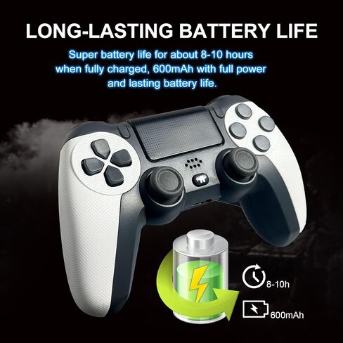 MAGIC BLOCK Wireless Controller, Dual Vibration Game Controller Compatible with P3,P4/P4 Slim/P4 Pro, Windows, iOS, Android with 6-Axis Motion Sensor/600mAh Battery(White) in Saudi Arabia