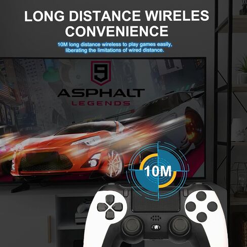 MAGIC BLOCK Wireless Controller, Dual Vibration Game Controller Compatible with P3,P4/P4 Slim/P4 Pro, Windows, iOS, Android with 6-Axis Motion Sensor/600mAh Battery(White) in Saudi Arabia
