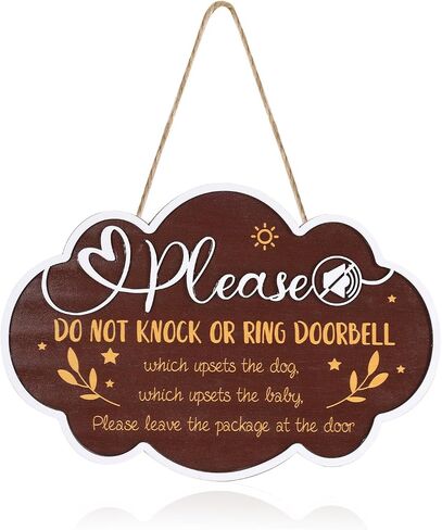 Baby Sleeping Sign, Hanging 3D Wooden Baby Sleeping Sign Plaque with Rope for Baby Room Nursery Kids Room Bedroom Front Door Decoration for New Parents Gifts (Model A) in Kuwait