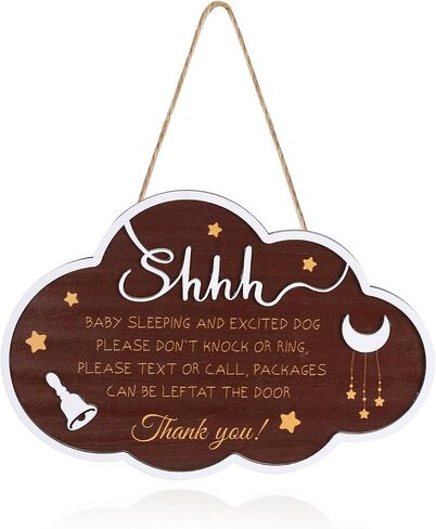 Baby Sleeping Sign, Hanging 3D Wooden Baby Sleeping Sign Plaque with Rope for Baby Room Nursery Kids Room Bedroom Front Door Decoration for New Parents Gifts (Model A) in Kuwait