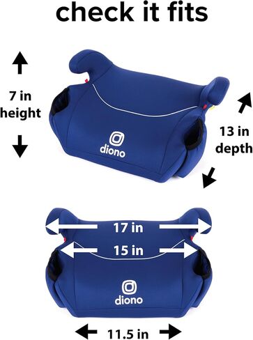 ديونو سولانا، بدون مزلاج، مجموعة من 3 مقاعد سيارة معززة بدون ظهر، خفيفة الوزن، أغطية قابلة للغسل في الغسالة، حاملات أكواب، أزرق in Kuwait