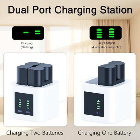 Replacement Ring Battery 2 Pack with Charger Station for Ring-Doorbell Camera 2/3/3plus/4, Stick-Up Cam, Peephole/Spotlight Camera/Spotlight Cam Solar in Kuwait