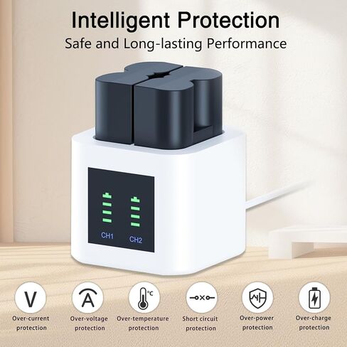 Replacement Ring Battery 2 Pack with Charger Station for Ring-Doorbell Camera 2/3/3plus/4, Stick-Up Cam, Peephole/Spotlight Camera/Spotlight Cam Solar in Kuwait