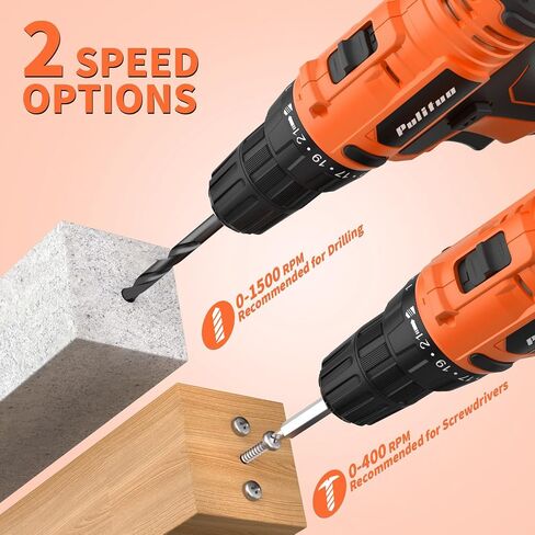 PULITUO'S 20V Cordless Drill/Driver, Electric Screwdriver - 2 Batteries, 30Nm, 21+1 Torque, 2 Speed, Keyless 3/8" Chase Drill with LED Light, Kit for Home (Green) in Saudi Arabia