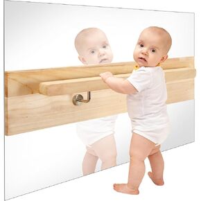 Infant Coordination Mirror Baby Mirror for Wall Montessori Safety Pull up Bar Baby Big Mirror Set for Classrooms, Nurseries, Kindergartens, Homes