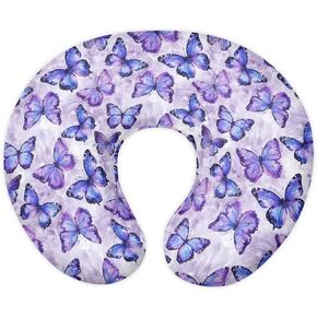 Purple Butterfly Nursing Pillow Covers for Girls Breathable Nursing Pillow Slipcover Baby Boys Pillow Cover Feeding Position Support