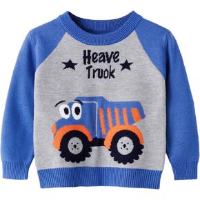 Toddler Boys Girls Reindeer Cartoon Crew Neck Long Sleeve Tops Pullover Christmas Party Winter Warm Sweaters
